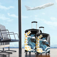Black Polynesia Luggage Cover Polynesian Frangipani With Sea Turtles LT14 - Polynesian Pride