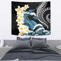 Black Polynesia Tapestry Polynesian Frangipani With Sea Turtles