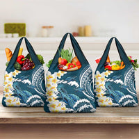 Dark Teal Polynesia Grocery Bag Polynesian Frangipani With Sea Turtles LT14 3-pack One Size Dark Teal - Polynesian Pride