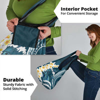 Dark Teal Polynesia Grocery Bag Polynesian Frangipani With Sea Turtles LT14 - Polynesian Pride