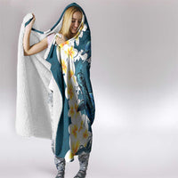 Dark Teal Polynesia Hooded Blanket Polynesian Frangipani With Sea Turtles LT14 - Polynesian Pride