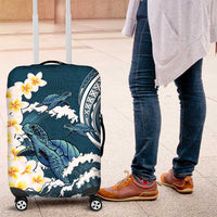 Dark Teal Polynesia Luggage Cover Polynesian Frangipani With Sea Turtles LT14 Dark Teal - Polynesian Pride