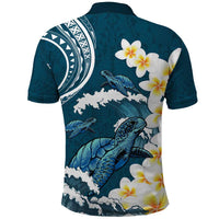 Dark Teal Polynesia Polo Shirt Polynesian Frangipani With Sea Turtles