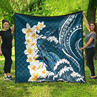 Dark Teal Polynesia Quilt Polynesian Frangipani With Sea Turtles