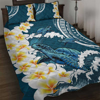 Dark Teal Polynesia Quilt Bed Set Polynesian Frangipani With Sea Turtles LT14 Dark Teal - Polynesian Pride
