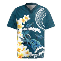 Dark Teal Polynesia Rugby Jersey Polynesian Frangipani With Sea Turtles LT14 Dark Teal - Polynesian Pride