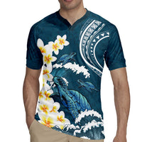 Dark Teal Polynesia Rugby Jersey Polynesian Frangipani With Sea Turtles LT14 - Polynesian Pride