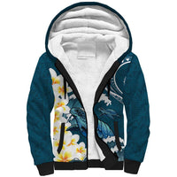 Dark Teal Polynesia Sherpa Hoodie Polynesian Frangipani With Sea Turtles LT14 Unisex Dark Teal - Polynesian Pride