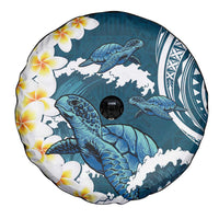 Dark Teal Polynesia Spare Tire Cover Polynesian Frangipani With Sea Turtles LT14 - Polynesian Pride