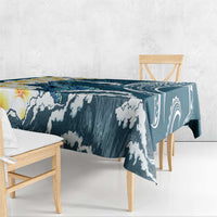 Dark Teal Polynesia Tablecloth Polynesian Frangipani With Sea Turtles LT14 - Polynesian Pride