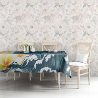 Dark Teal Polynesia Tablecloth Polynesian Frangipani With Sea Turtles LT14 - Polynesian Pride