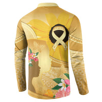 Polynesia Childhood Cancer Awareness Button Sweatshirt Be Bold Go Gold Polynesian Art LT14 - Polynesian Pride