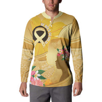 Polynesia Childhood Cancer Awareness Button Sweatshirt Be Bold Go Gold Polynesian Art LT14 - Polynesian Pride