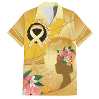 Polynesia Childhood Cancer Awareness Family Matching Long Sleeve Bodycon Dress and Hawaiian Shirt Be Bold Go Gold Polynesian Art