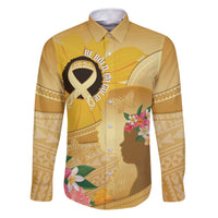 Polynesia Childhood Cancer Awareness Family Matching Puletasi and Hawaiian Shirt Be Bold Go Gold Polynesian Art