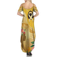 Polynesia Childhood Cancer Awareness Family Matching Summer Maxi Dress and Hawaiian Shirt Be Bold Go Gold Polynesian Art