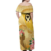 Polynesia Childhood Cancer Awareness Off Shoulder Maxi Dress Be Bold Go Gold Polynesian Art LT14 - Polynesian Pride