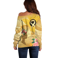 Polynesia Childhood Cancer Awareness Off Shoulder Sweater Be Bold Go Gold Polynesian Art LT14 - Polynesian Pride