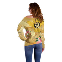 Polynesia Childhood Cancer Awareness Off Shoulder Sweater Be Bold Go Gold Polynesian Art LT14 - Polynesian Pride