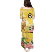 Polynesia Childhood Cancer Awareness Puletasi Be Bold Go Gold Polynesian Art LT14 - Polynesian Pride