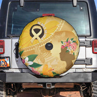 Polynesia Childhood Cancer Awareness Spare Tire Cover Be Bold Go Gold Polynesian Art LT14 Gold - Polynesian Pride
