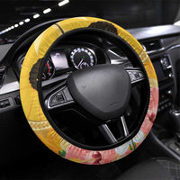 Polynesia Childhood Cancer Awareness Steering Wheel Cover Be Bold Go Gold Polynesian Art LT14 Universal Fit Gold - Polynesian Pride