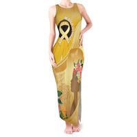 Polynesia Childhood Cancer Awareness Tank Maxi Dress Be Bold Go Gold Polynesian Art LT14 Women Gold - Polynesian Pride