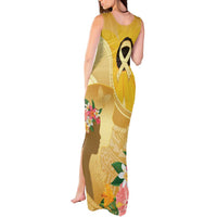 Polynesia Childhood Cancer Awareness Tank Maxi Dress Be Bold Go Gold Polynesian Art LT14 - Polynesian Pride