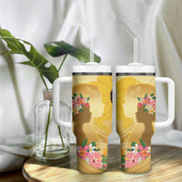 Polynesia Childhood Cancer Awareness Tumbler With Handle Be Bold Go Gold Polynesian Art LT14 - Polynesian Pride