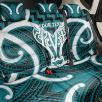 Aotearoa Atua Tangaroa Personalised Back Car Seat Cover God Of The Sea Maori Whale Tail Cyan