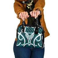 Aotearoa Atua Tangaroa Personalised Shoulder Handbag God Of The Sea Maori Whale Tail Cyan