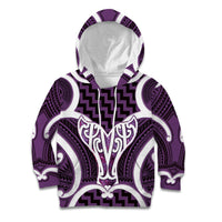 Aotearoa Atua Tangaroa Personalised Kid Hoodie God Of The Sea Maori Whale Tail Purple