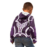 Aotearoa Atua Tangaroa Personalised Kid Hoodie God Of The Sea Maori Whale Tail Purple