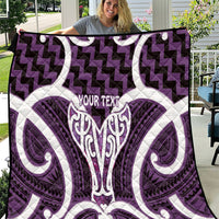 Aotearoa Atua Tangaroa Personalised Quilt God Of The Sea Maori Whale Tail Purple