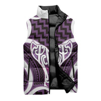 Aotearoa Atua Tangaroa Personalised Sleeveless Puffer Jacket God Of The Sea Maori Whale Tail Purple