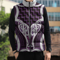 Aotearoa Atua Tangaroa Personalised Sleeveless Puffer Jacket God Of The Sea Maori Whale Tail Purple