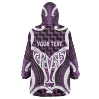 Aotearoa Atua Tangaroa Personalised Wearable Blanket Hoodie God Of The Sea Maori Whale Tail Purple