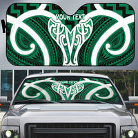 Aotearoa Atua Tangaroa Personalised Auto Sun Shade God Of The Sea Maori Whale Tail Green