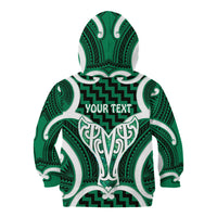 Aotearoa Atua Tangaroa Personalised Kid Hoodie God Of The Sea Maori Whale Tail Green