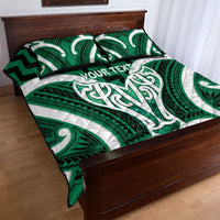 Aotearoa Atua Tangaroa Personalised Quilt Bed Set God Of The Sea Maori Whale Tail Green