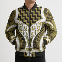 Aotearoa Atua Tangaroa Personalised Bomber Puffer Jacket God Of The Sea Maori Whale Tail Yellow
