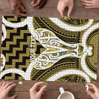 Aotearoa Atua Tangaroa Personalised Puzzle God Of The Sea Maori Whale Tail Yellow