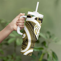 Aotearoa Atua Tangaroa Personalised Tumbler With Handle God Of The Sea Maori Whale Tail Yellow