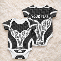 Aotearoa Atua Tangaroa Personalised Baby Onesie God Of The Sea Maori Whale Tail Black