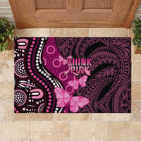 Think Pink Breast Cancer Awareness Rubber Doormat Butterfly Aboriginal Mix Polynesian Pattern LT14 Pink - Polynesian Pride