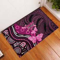 Think Pink Breast Cancer Awareness Rubber Doormat Butterfly Aboriginal Mix Polynesian Pattern LT14 - Polynesian Pride