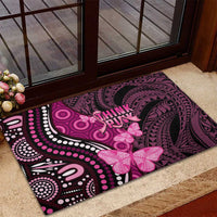 Think Pink Breast Cancer Awareness Rubber Doormat Butterfly Aboriginal Mix Polynesian Pattern LT14 - Polynesian Pride