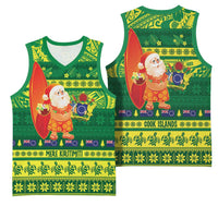Cook Islands Christmas Basketball Jersey Surfing Santa Mere Kiritimiti - Polynesian Pride