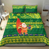 Cook Islands Christmas Bedding Set Surfing Santa Mere Kiritimiti - Polynesian Pride