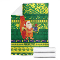 Cook Islands Christmas Blanket Surfing Santa Mere Kiritimiti - Polynesian Pride
